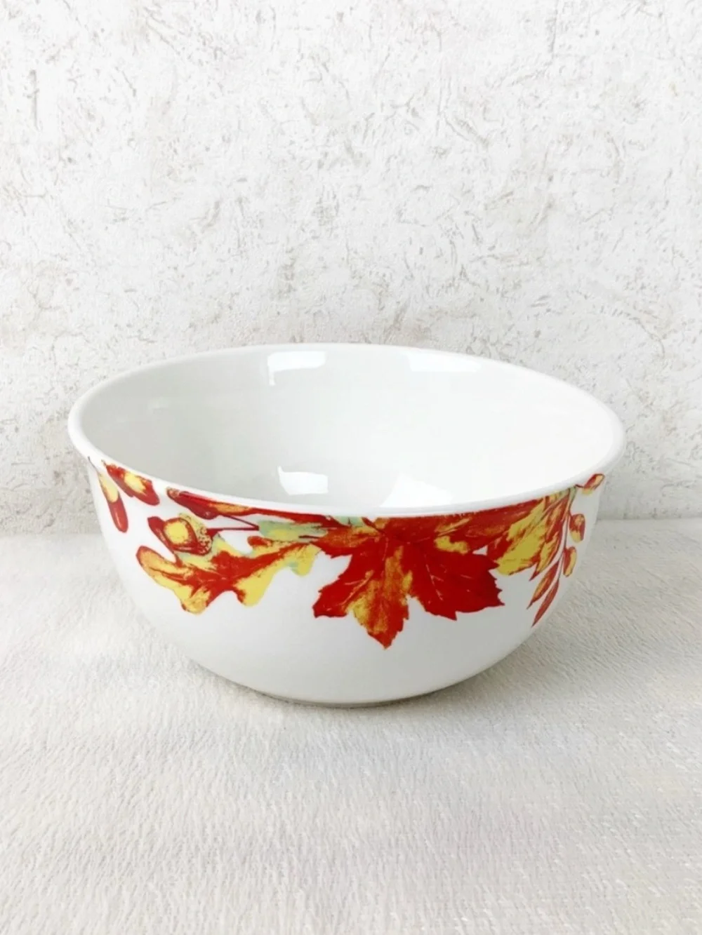 Royal Norfolk 6 Autumn Fall Leaves Acorns Soup Cereal Bowls Thanksgiving Boho